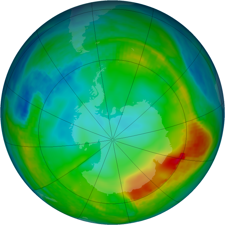 Antarctic ozone map for 05 June 1980
